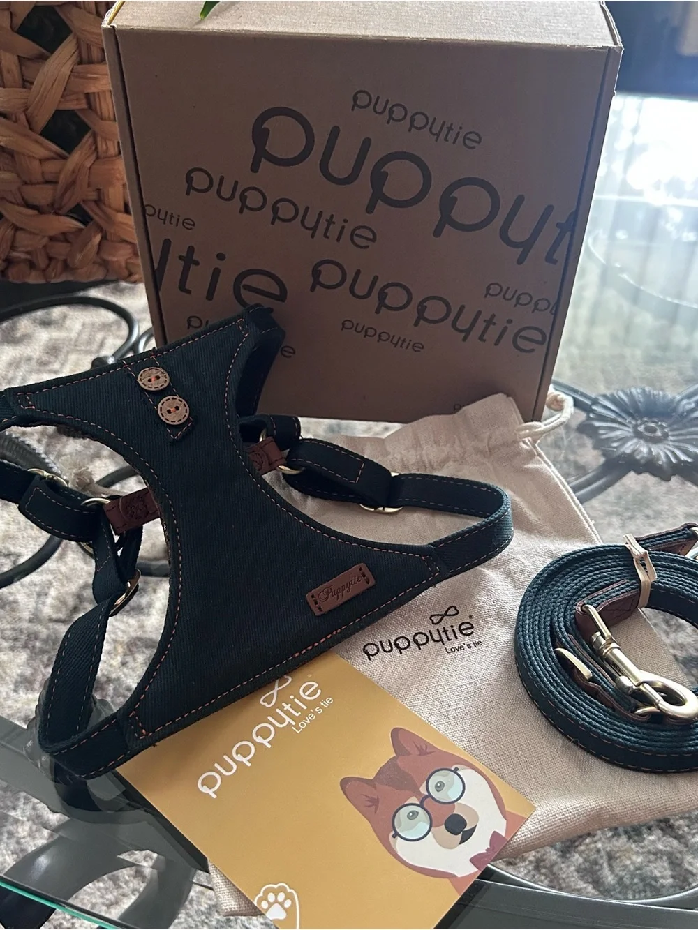 Puppytie: Love’s Tie Denim Harness Set
